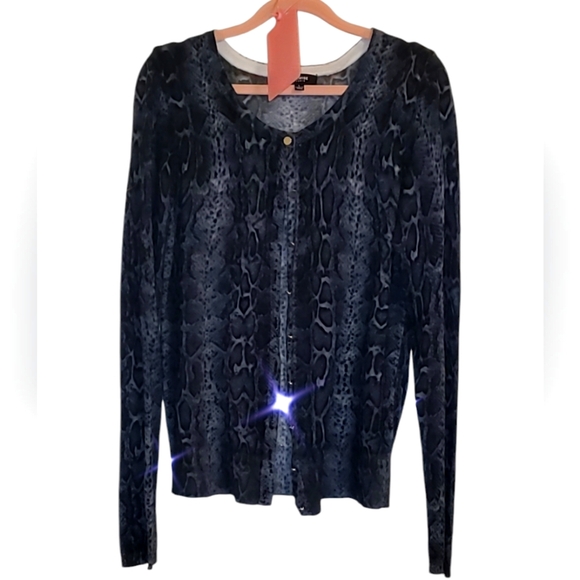 Premise snake python print navy gray cardigan large - Picture 1 of 3